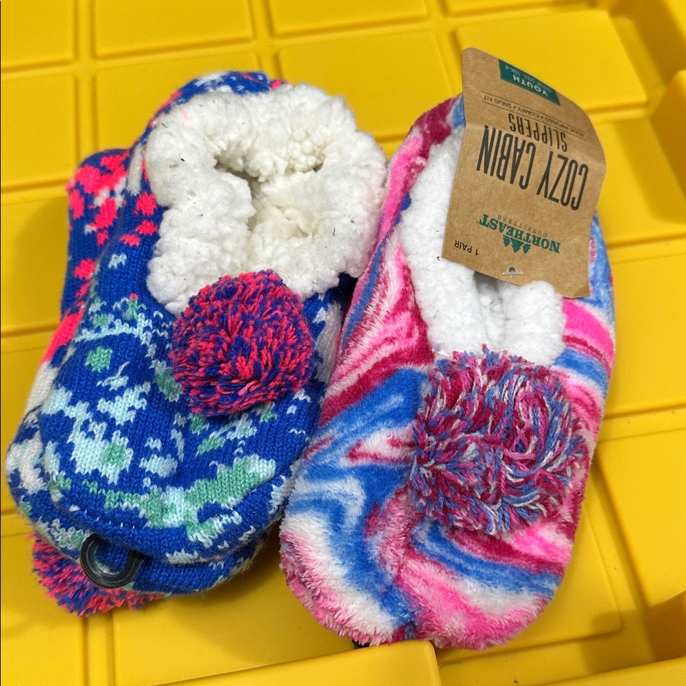 Bundle‎ of Girl Cozy Cabin Youth Socks Gripper Winter Non Slip Thick Warm Gift